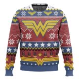 Hooktab Wonder Woman Logo Ugly Christmas Sweater