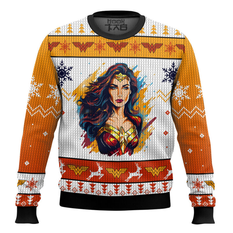 Hooktab Wonder Woman Ugly Christmas Sweater