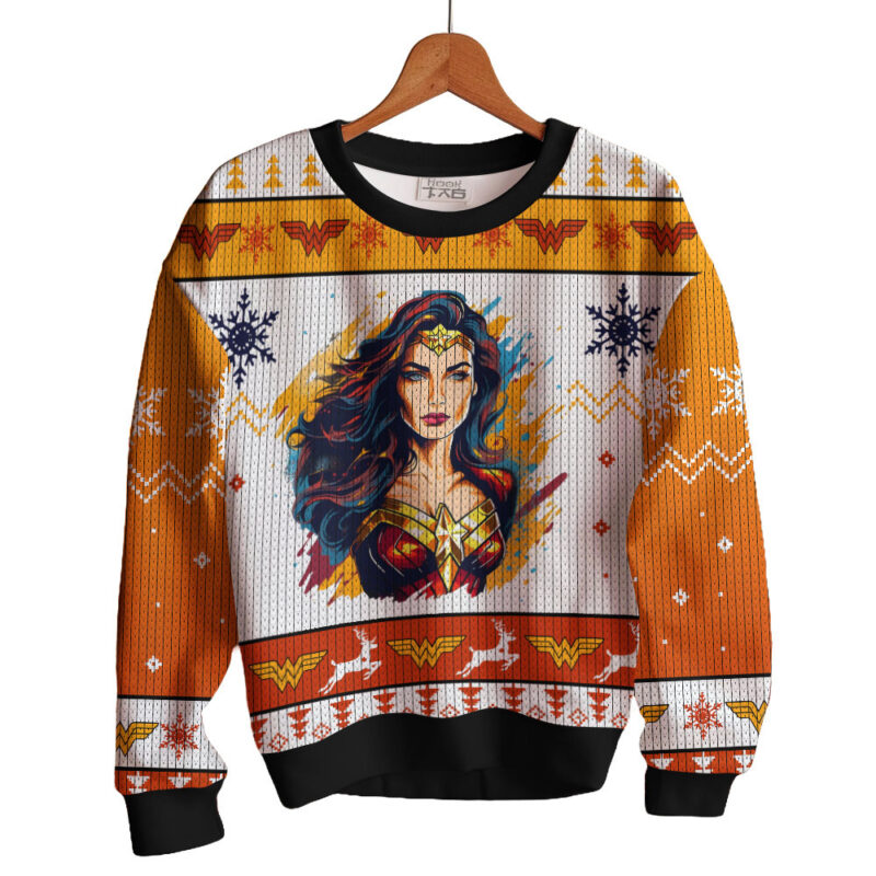 Hooktab Wonder Woman Ugly Christmas Sweater Hooktab Wonder Woman Ugly Christmas Sweater