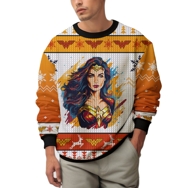 Hooktab Wonder Woman Ugly Christmas Sweater Hooktab Wonder Woman Ugly Christmas Sweater