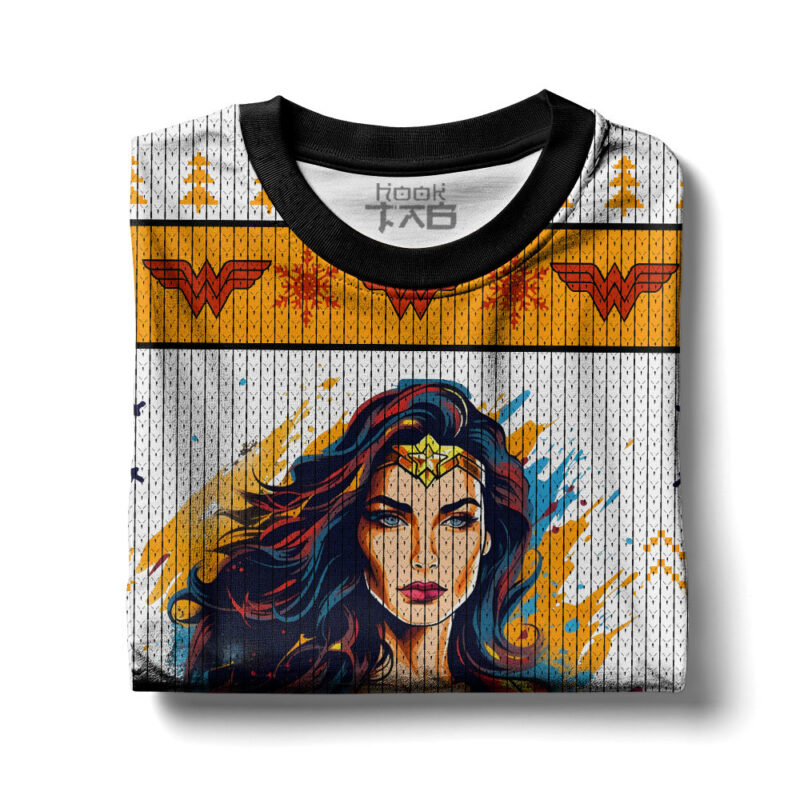 Hooktab Wonder Woman Ugly Christmas Sweater Hooktab Wonder Woman Ugly Christmas Sweater
