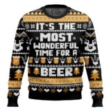 Hooktab Wonderful Time For A Beer Ugly Christmas Sweater