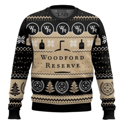 Hooktab Woodford Reserve Bourbon Whisky Ugly Christmas Sweater