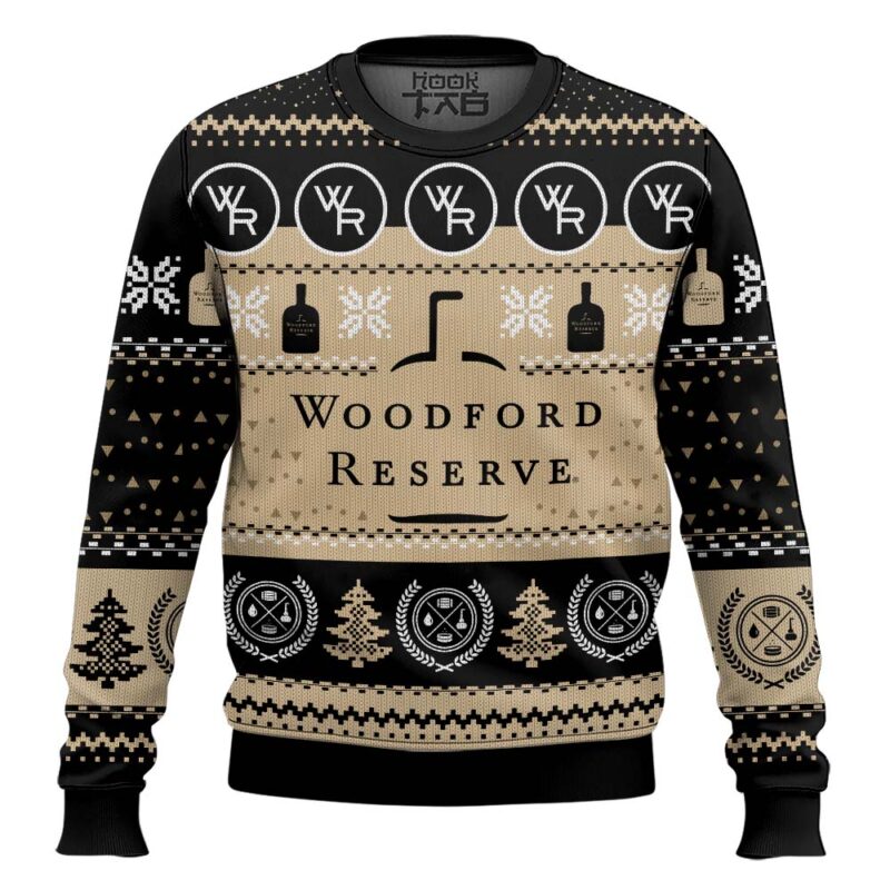 Hooktab Woodford Reserve Bourbon Whisky Ugly Christmas Sweater