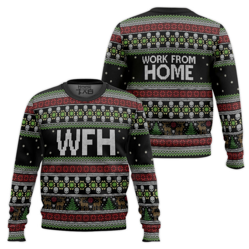 Hooktab Work From Home Ugly Christmas Sweater Hooktab Work From Home Ugly Christmas Sweater