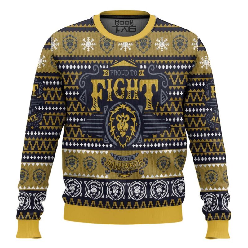 Hooktab World Of Warcraft Fight For Alliance Ugly Christmas Sweater