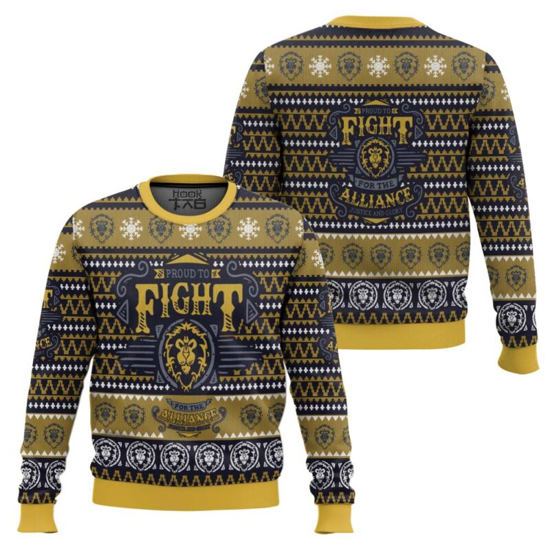 Hooktab World Of Warcraft Fight For Alliance Ugly Christmas Sweater Hooktab World Of Warcraft Fight For Alliance Ugly Christmas Sweater