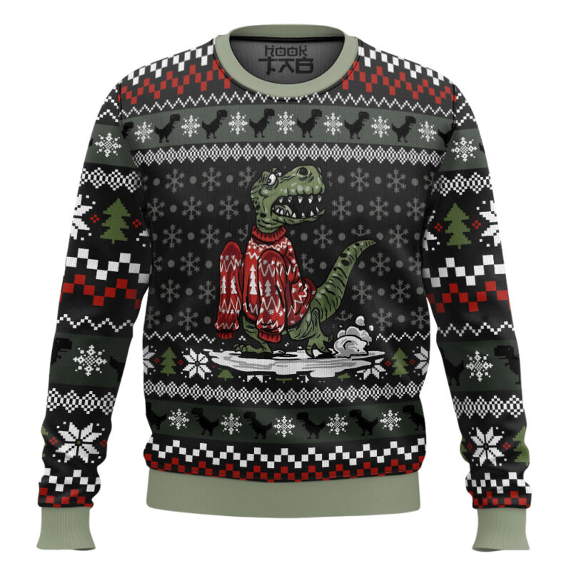 Hooktab Wrong Size Sweater Dinosaurs Ugly Christmas Sweater