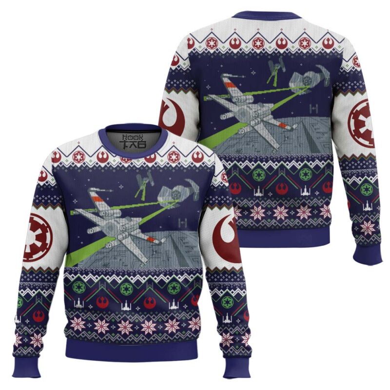 Hooktab X-wing vs TIE Fighter Star Wars Ugly Christmas Sweater Hooktab X-wing vs TIE Fighter Star Wars Ugly Christmas Sweater