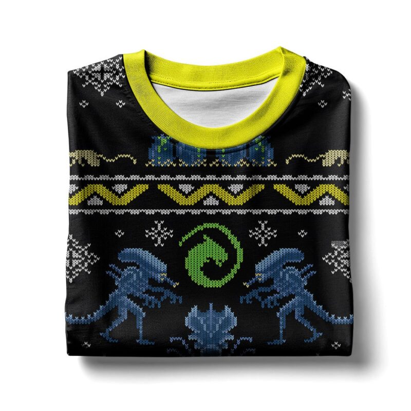 Hooktab Xenomorphs Alien Ugly Christmas Sweater Hooktab Xenomorphs Alien Ugly Christmas Sweater
