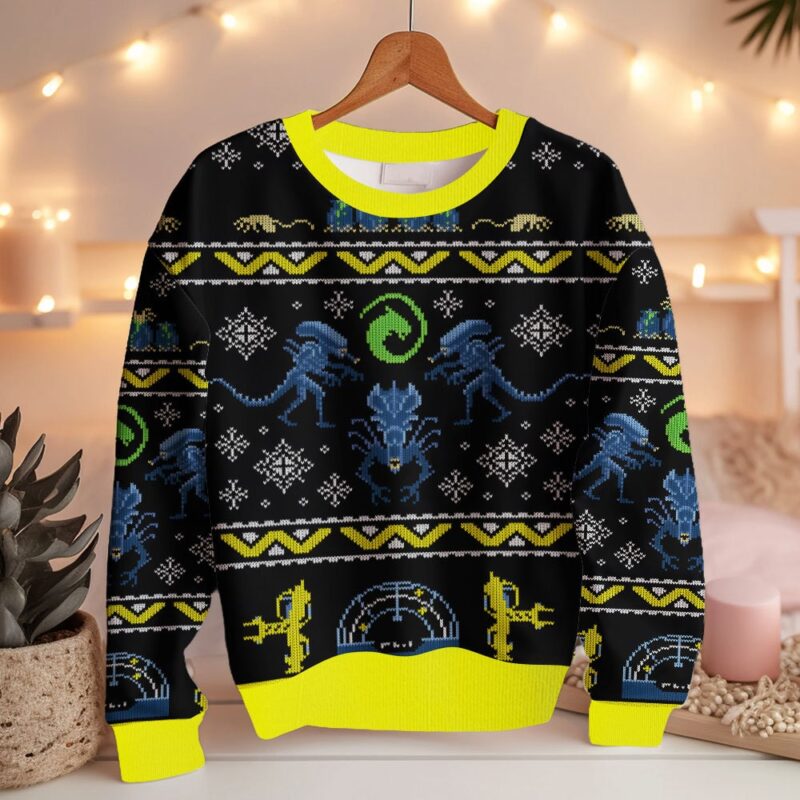 Hooktab Xenomorphs Alien Ugly Christmas Sweater Hooktab Xenomorphs Alien Ugly Christmas Sweater