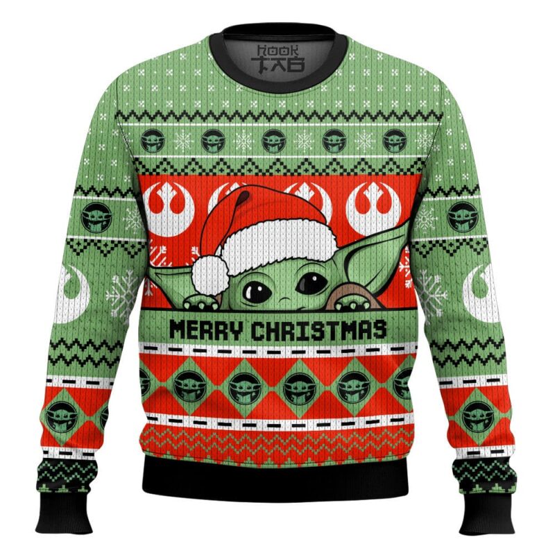 Hooktab Xmas Baby Yoda Starwars Ugly Christmas Sweater