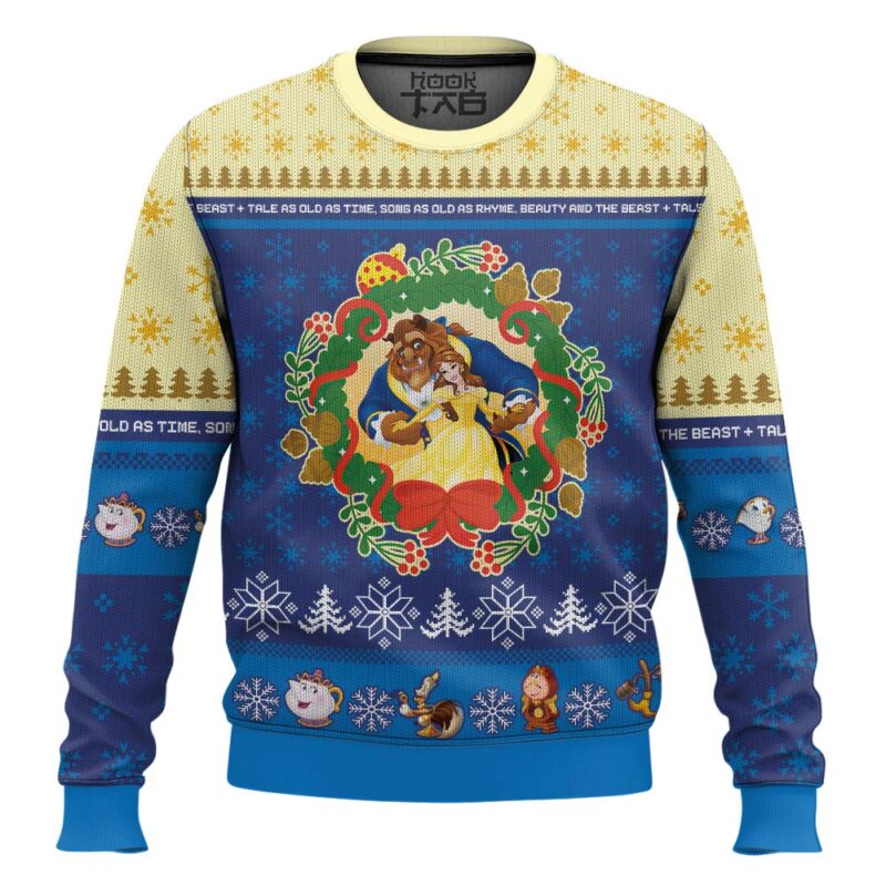 Hooktab Xmas Beauty And The Beast Disney Ugly Christmas Sweater