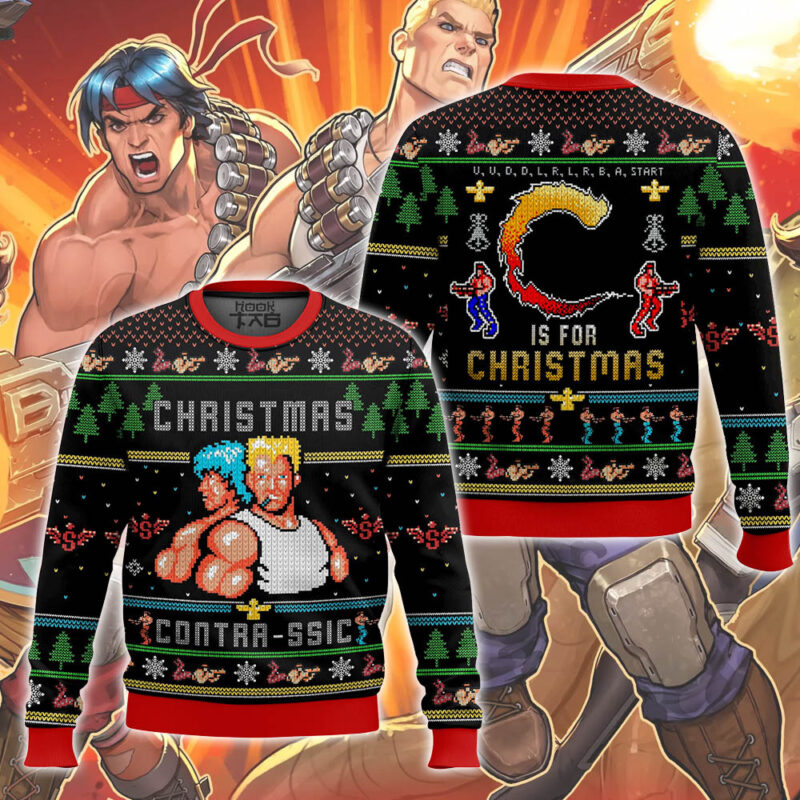 Hooktab Xmas Contra-ssic Contra Ugly Christmas Sweater Hooktab Xmas Contra-ssic Contra Ugly Christmas Sweater