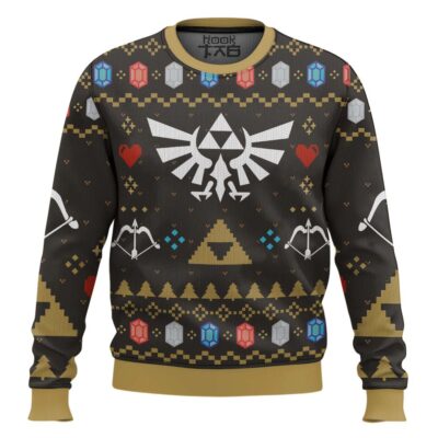 Hooktab Xmas Crest Zelda Ugly Christmas Sweater