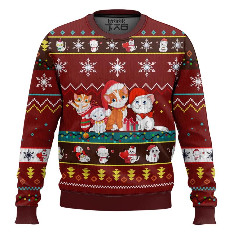 Hooktab Xmas Cute Cat Ugly Christmas Sweater