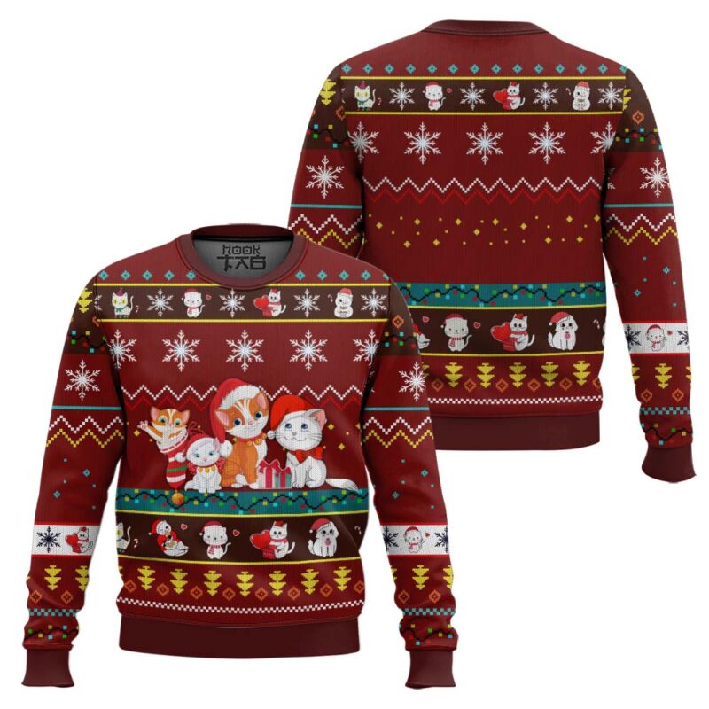 Hooktab Xmas Cute Cat Ugly Christmas Sweater Hooktab Xmas Cute Cat Ugly Christmas Sweater