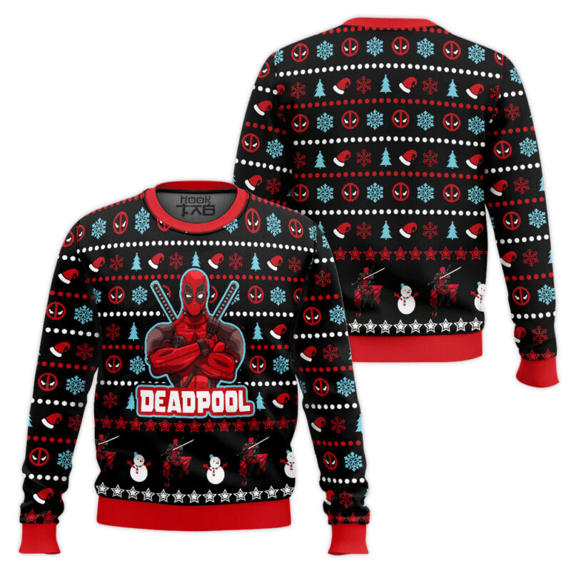 Hooktab Xmas Deadpool Ugly Christmas Sweater Hooktab Xmas Deadpool Ugly Christmas Sweater