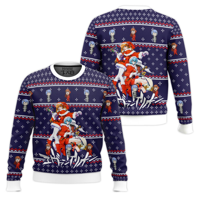 Hooktab Xmas Evangelion Ugly Christmas Sweater Hooktab Xmas Evangelion Ugly Christmas Sweater