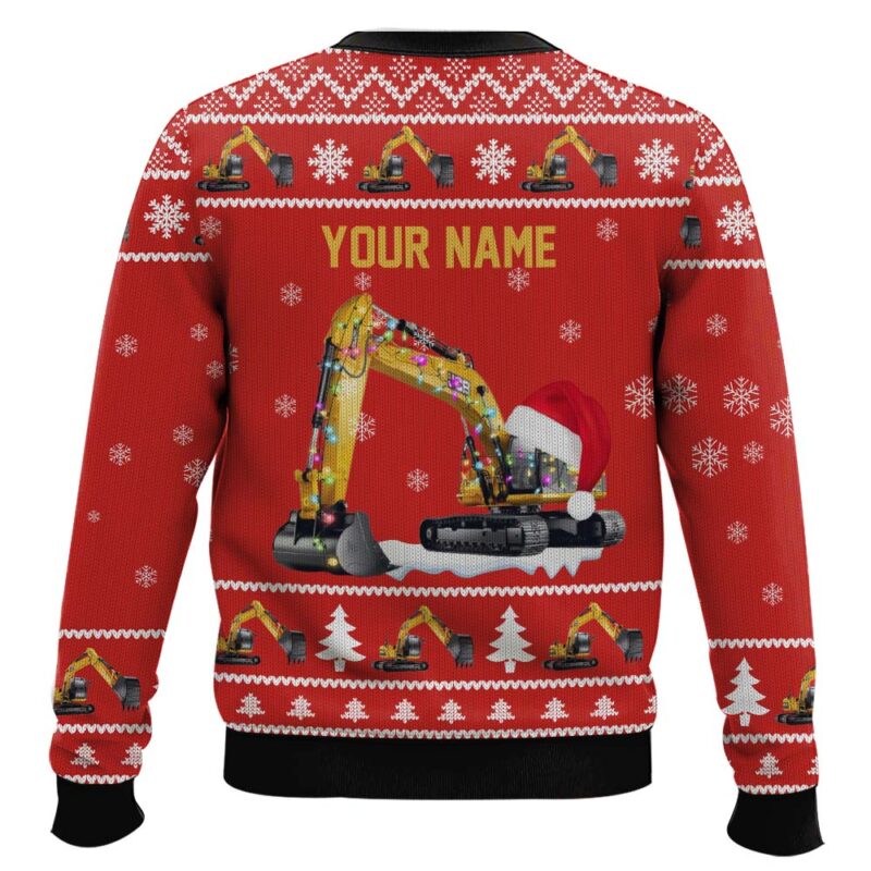 Hooktab Xmas Excavator - Custom Name Ugly Christmas Sweater Hooktab Xmas Excavator - Custom Name Ugly Christmas Sweater