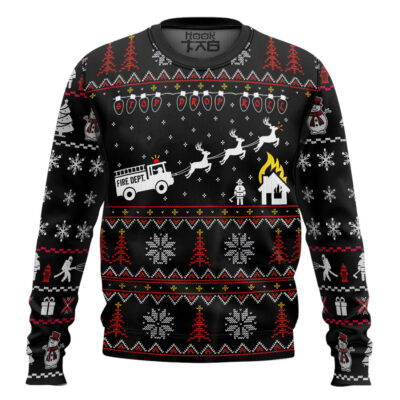 Hooktab Xmas Firefighter Ugly Christmas Sweater