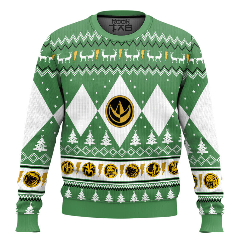 Hooktab Xmas Green Ranger Mighty Morphin Ugly Christmas Sweater