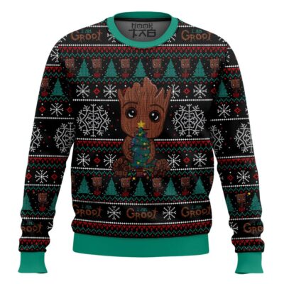 Hooktab Xmas Groot Marvel Ugly Christmas Sweater