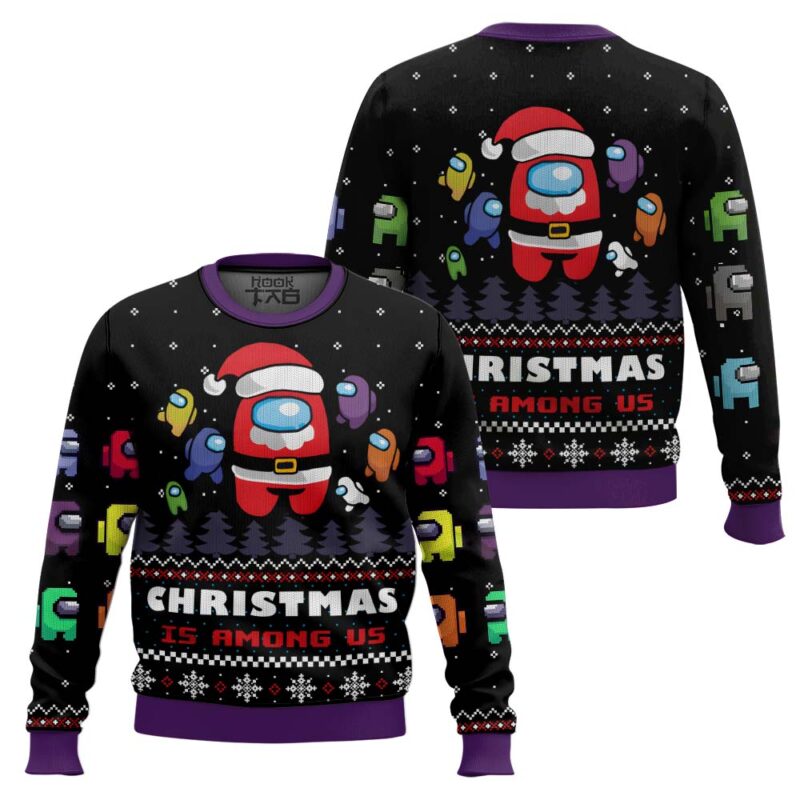 Hooktab Xmas Is Among Us Ugly Christmas Sweater Hooktab Xmas Is Among Us Ugly Christmas Sweater