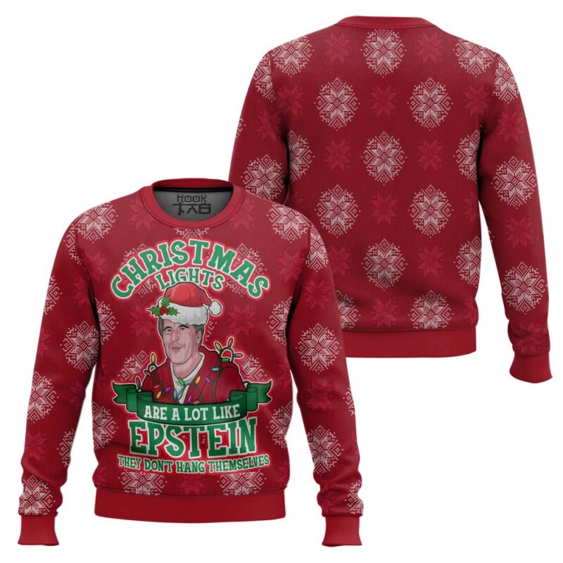 Hooktab Xmas Lights Are Like Epstein Ugly Christmas Sweater Hooktab Xmas Lights Are Like Epstein Ugly Christmas Sweater