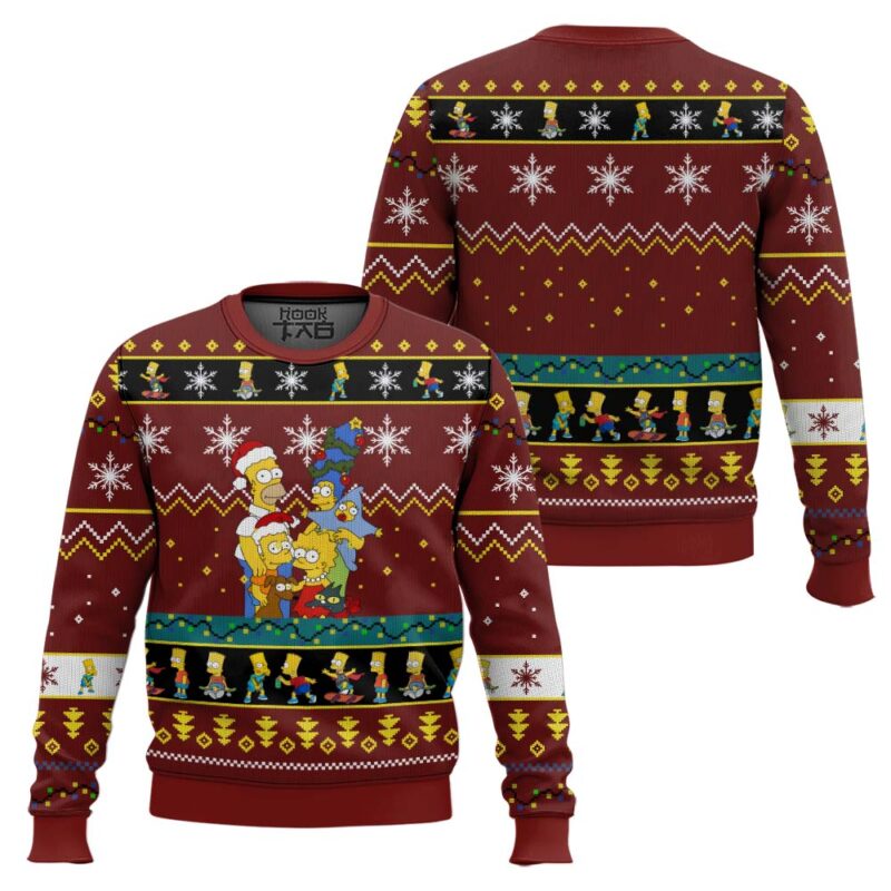 Hooktab Xmas Moment The Simpson Family Ugly Christmas Sweater Hooktab Xmas Moment The Simpson Family Ugly Christmas Sweater