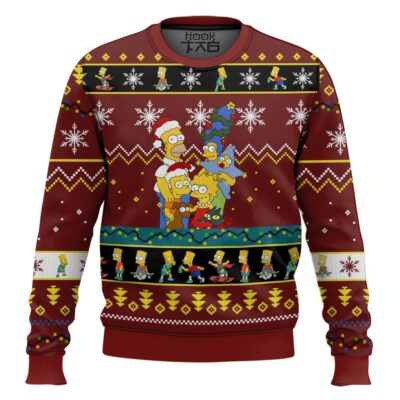 Hooktab Xmas Moment The Simpson Family Ugly Christmas Sweater