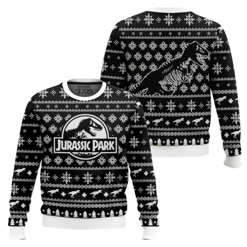 Hooktab Xmas Night Jurassic Park Ugly Christmas Sweater Hooktab Xmas Night Jurassic Park Ugly Christmas Sweater