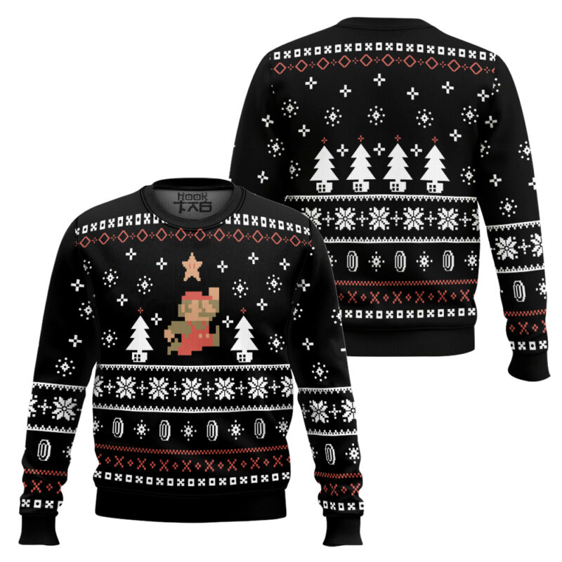 Hooktab Xmas Night Super Mario Ugly Christmas Sweater Hooktab Xmas Night Super Mario Ugly Christmas Sweater