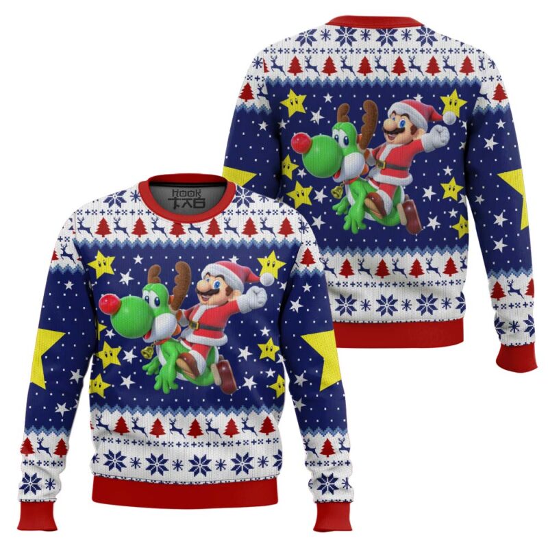 Hooktab Xmas Odyssey Super Mario Bros. Ugly Christmas Sweater Hooktab Xmas Odyssey Super Mario Bros. Ugly Christmas Sweater