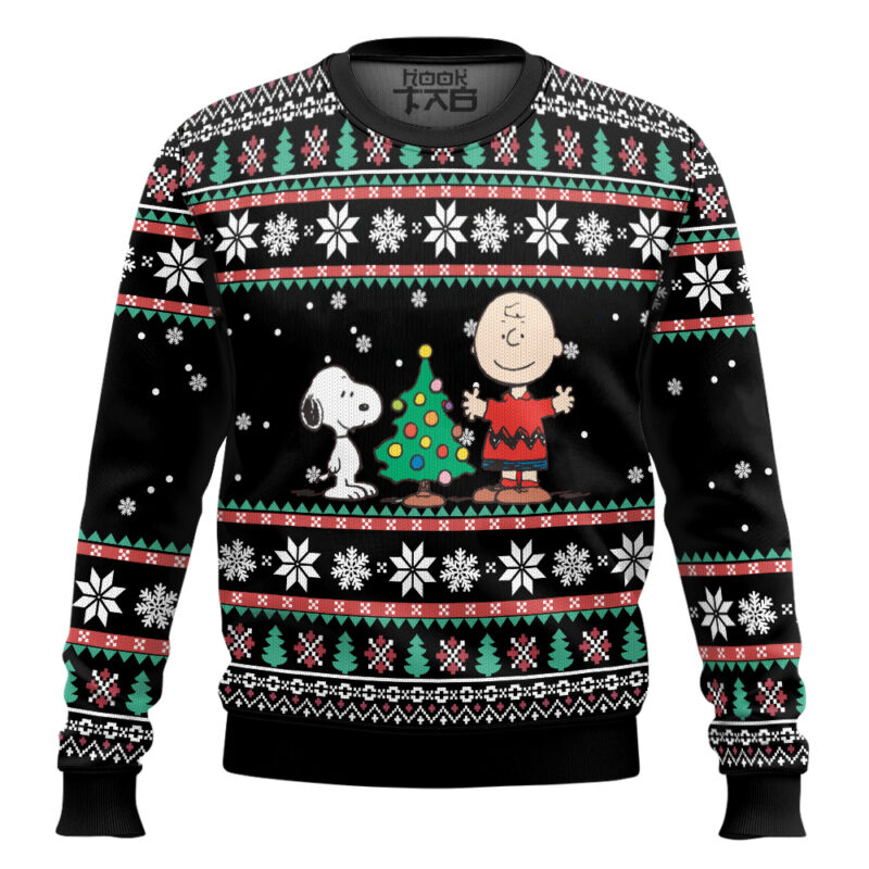 Hooktab Xmas Pine Tree The Charlie Brown and Snoopy Show Ugly Christmas Sweater