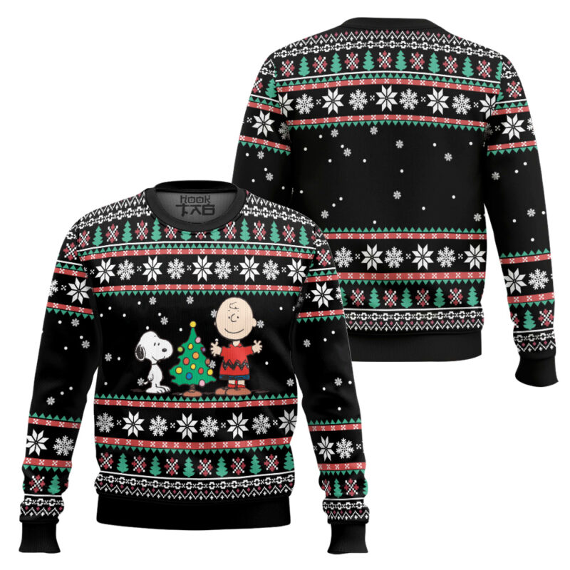Hooktab Xmas Pine Tree The Charlie Brown and Snoopy Show Ugly Christmas Sweater Hooktab Xmas Pine Tree The Charlie Brown and Snoopy Show Ugly Christmas Sweater