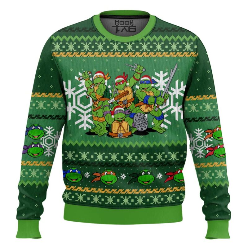 Hooktab Xmas Squad Teenage Mutant Ninja Turtles Ugly Christmas Sweater