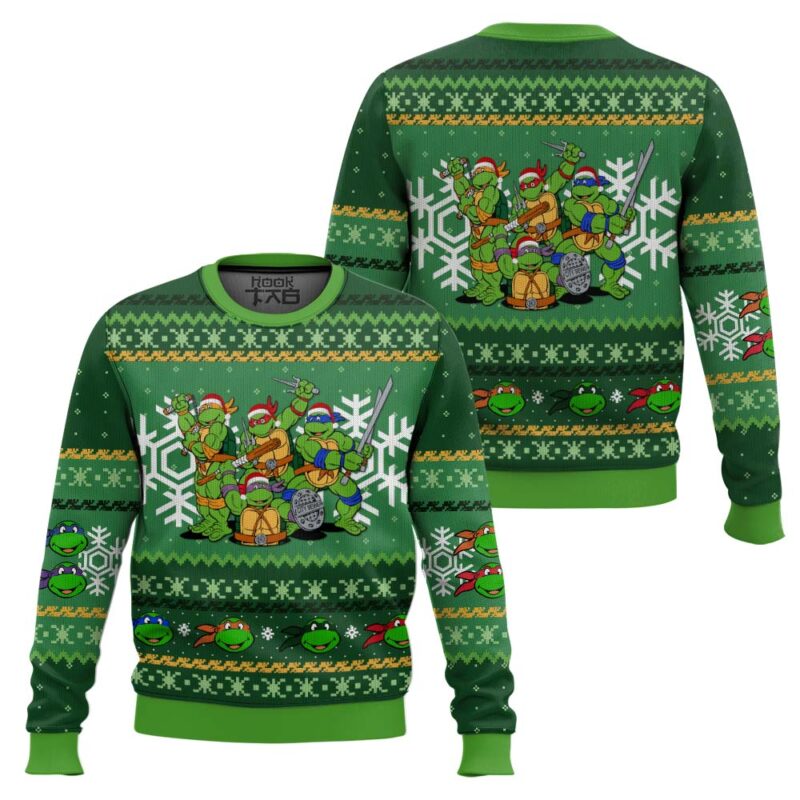 Hooktab Xmas Squad Teenage Mutant Ninja Turtles Ugly Christmas Sweater Hooktab Xmas Squad Teenage Mutant Ninja Turtles Ugly Christmas Sweater