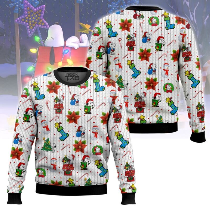 Hooktab Xmas The Charlie Brown and Snoopy Show Ugly Christmas Sweater Hooktab Xmas The Charlie Brown and Snoopy Show Ugly Christmas Sweater