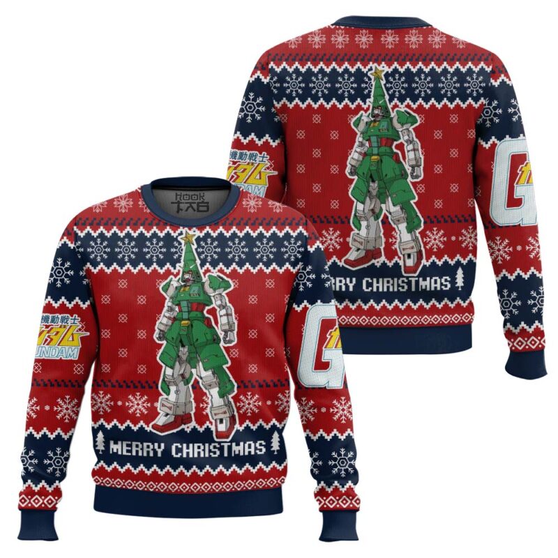 Hooktab Xmas Tree Gundam Ugly Christmas Sweater Hooktab Xmas Tree Gundam Ugly Christmas Sweater