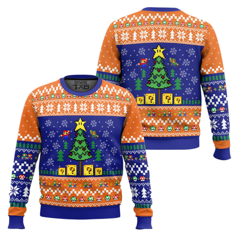 Hooktab Xmas Tree Super Mario Bros. Ugly Christmas Sweater Hooktab Xmas Tree Super Mario Bros. Ugly Christmas Sweater