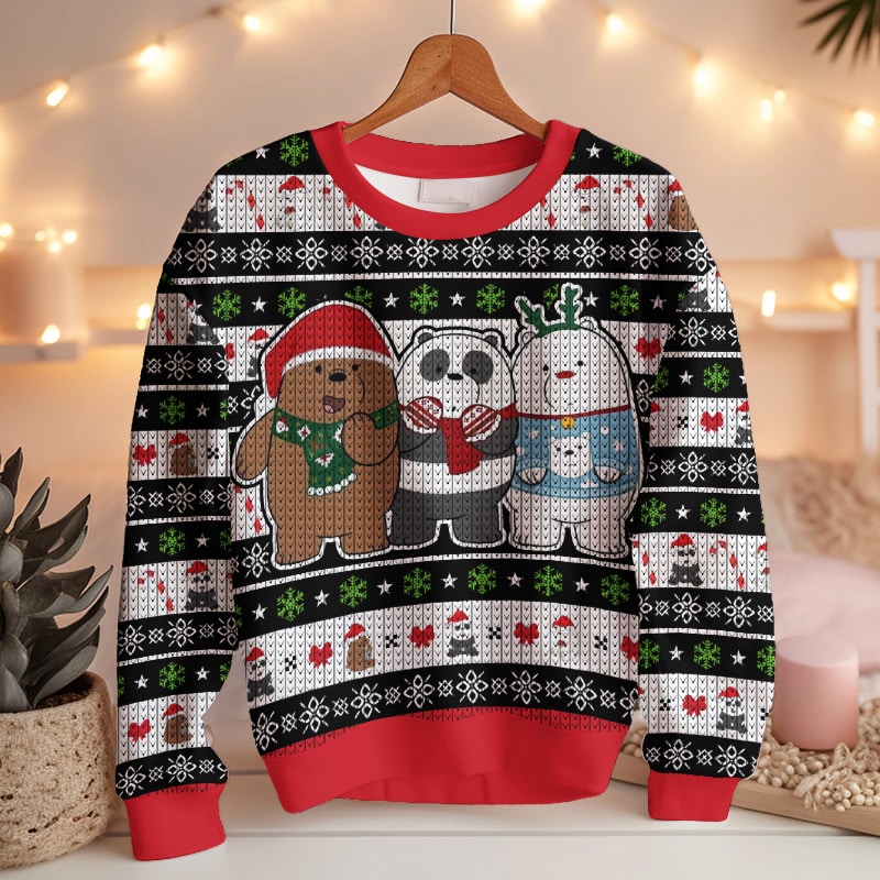 Hooktab Xmas We Bare Bear Ugly Christmas Sweater Hooktab Xmas We Bare Bear Ugly Christmas Sweater