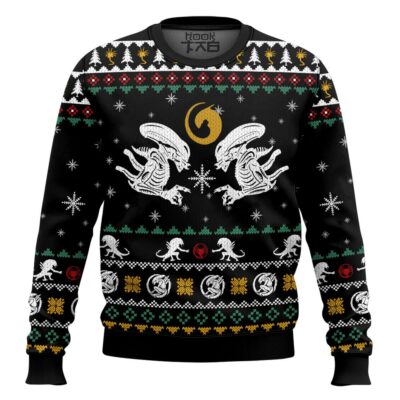 Hooktab Xmas Xenomorph Alien Ugly Christmas Sweater