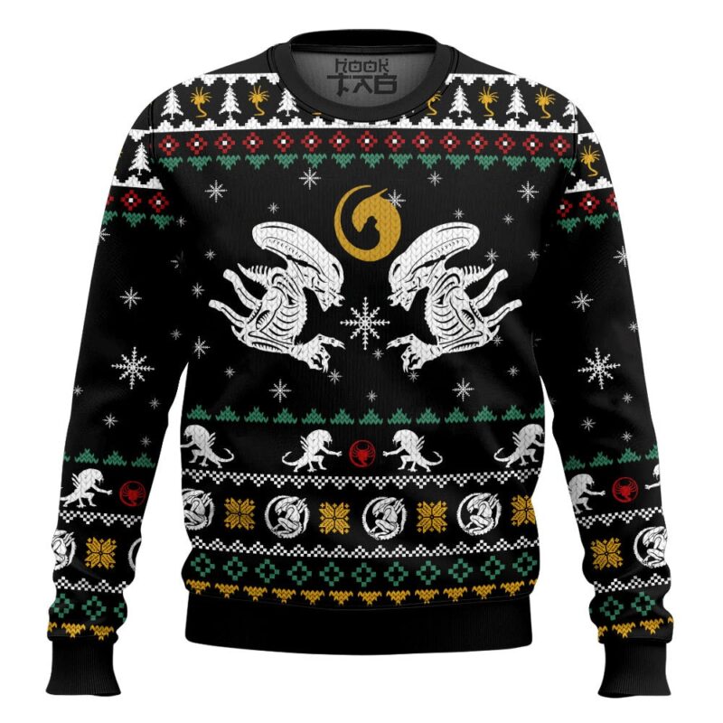 Hooktab Xmas Xenomorph Alien Ugly Christmas Sweater