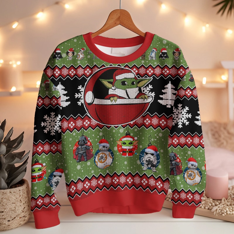 Hooktab Xmas Yoda Starwars Ugly Christmas Sweater Hooktab Xmas Yoda Starwars Ugly Christmas Sweater