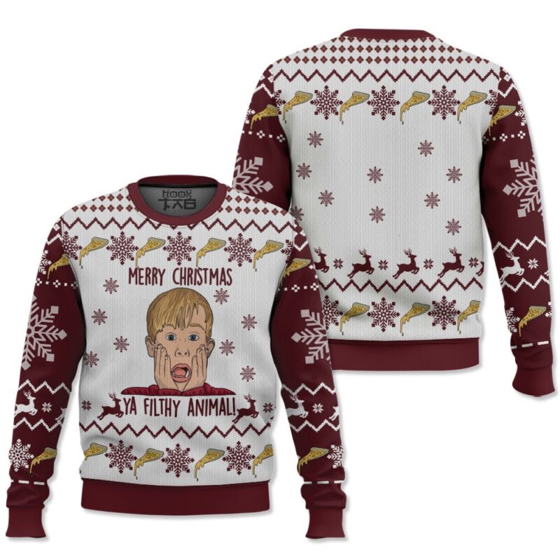 Hooktab Ya Filthy Animal Home Alone Ugly Christmas Sweater Hooktab Ya Filthy Animal Home Alone Ugly Christmas Sweater