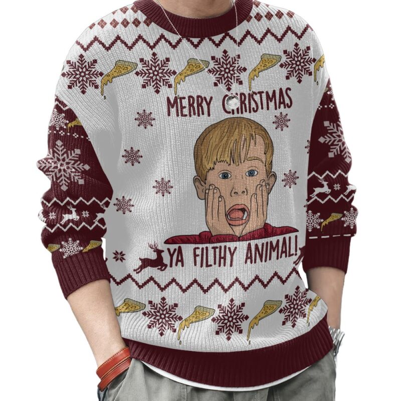 Hooktab Ya Filthy Animal Home Alone Ugly Christmas Sweater Hooktab Ya Filthy Animal Home Alone Ugly Christmas Sweater