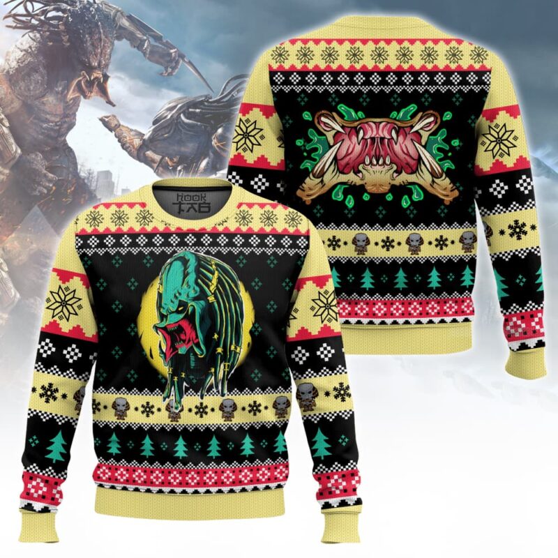 Hooktab Yautja Predator Alien Ugly Christmas Sweater Hooktab Yautja Predator Alien Ugly Christmas Sweater