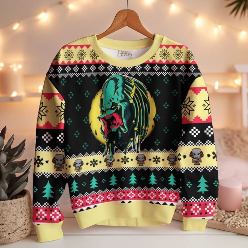 Hooktab Yautja Predator Alien Ugly Christmas Sweater Hooktab Yautja Predator Alien Ugly Christmas Sweater