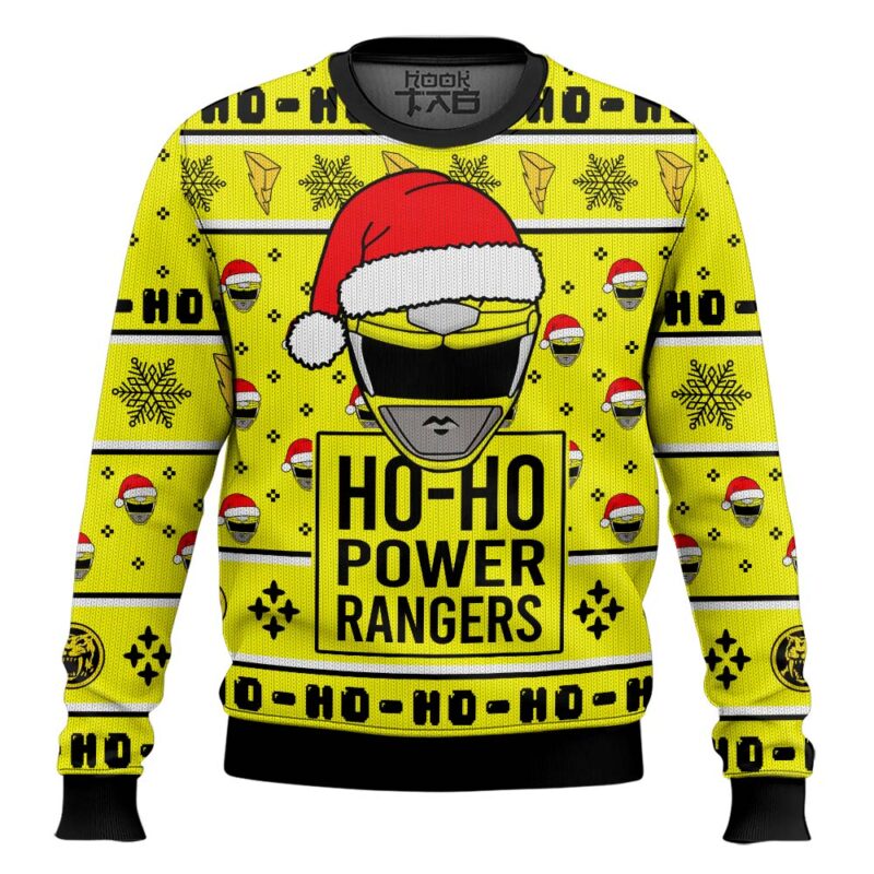 Hooktab Yellow Ranger Ho-ho Power Rangers Ugly Christmas Sweater